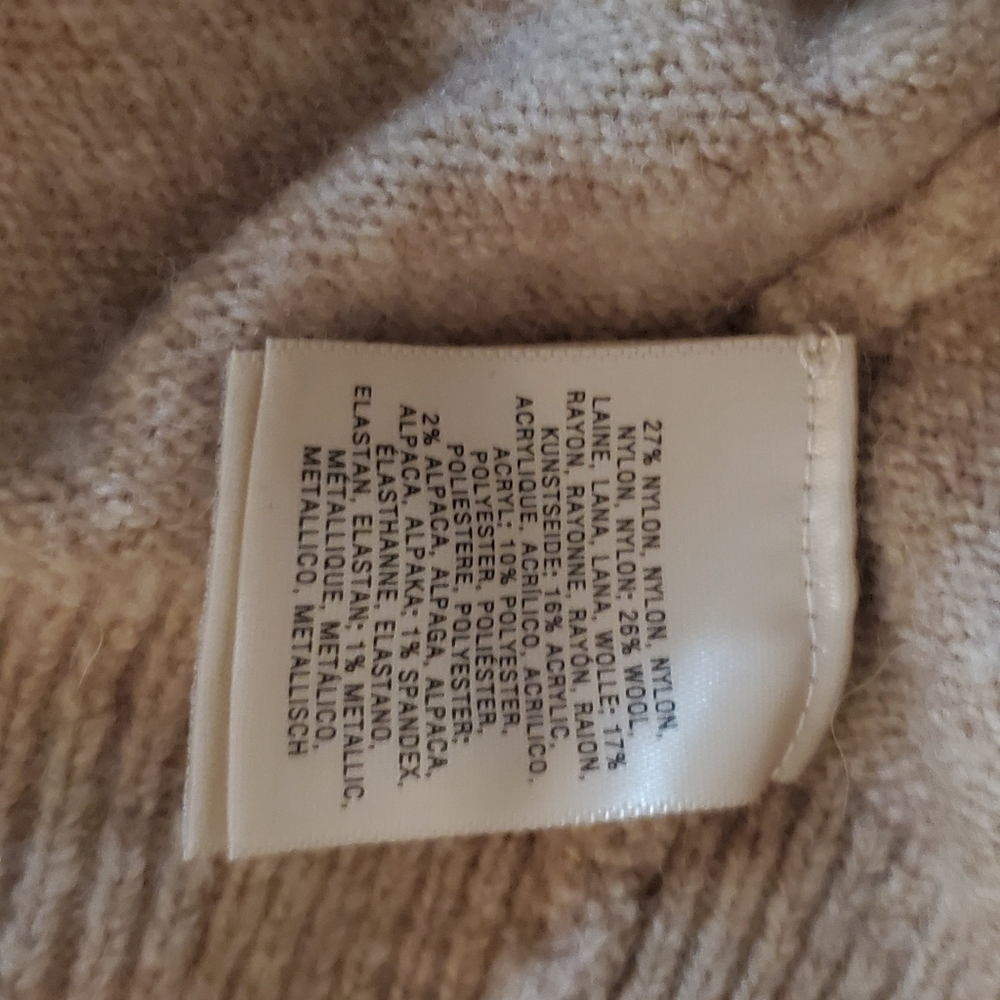 Anthropologie Ett:Twa Fargo Fair Isle Sweater Alpaca Blend Mock Neck Striped Tan - Picture 9 of 13